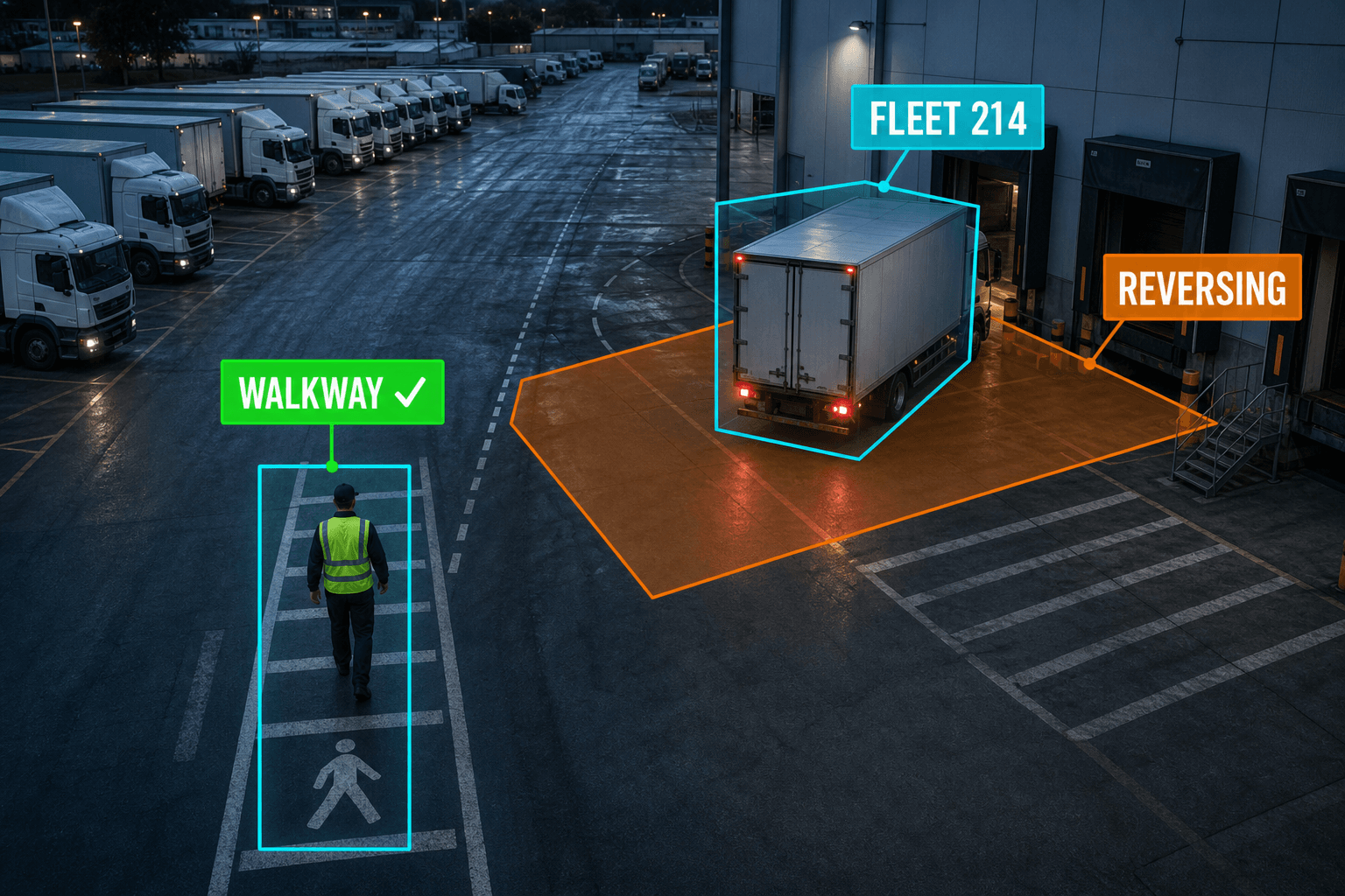 Fleet & Ground Operations scene with Camnitive detection overlays