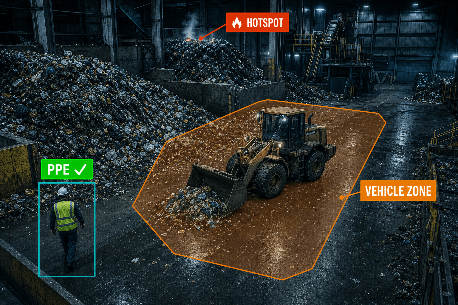 Waste & Utilities scene with Camnitive detection overlays